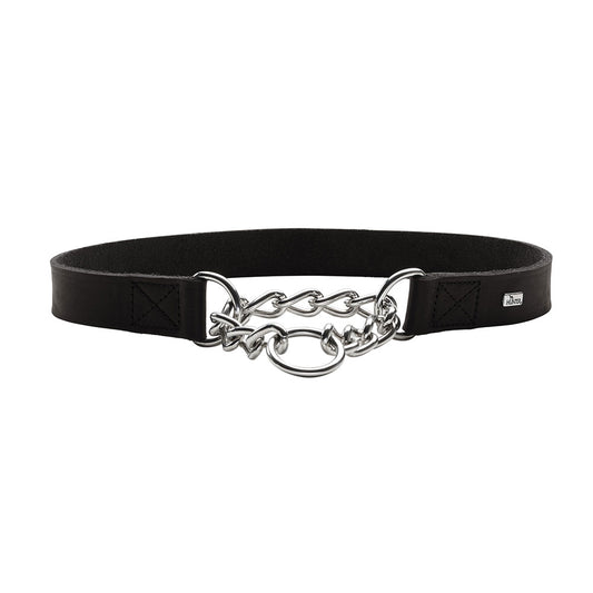 Aalborg Leather Dog Collar with Chain - Pull Stop